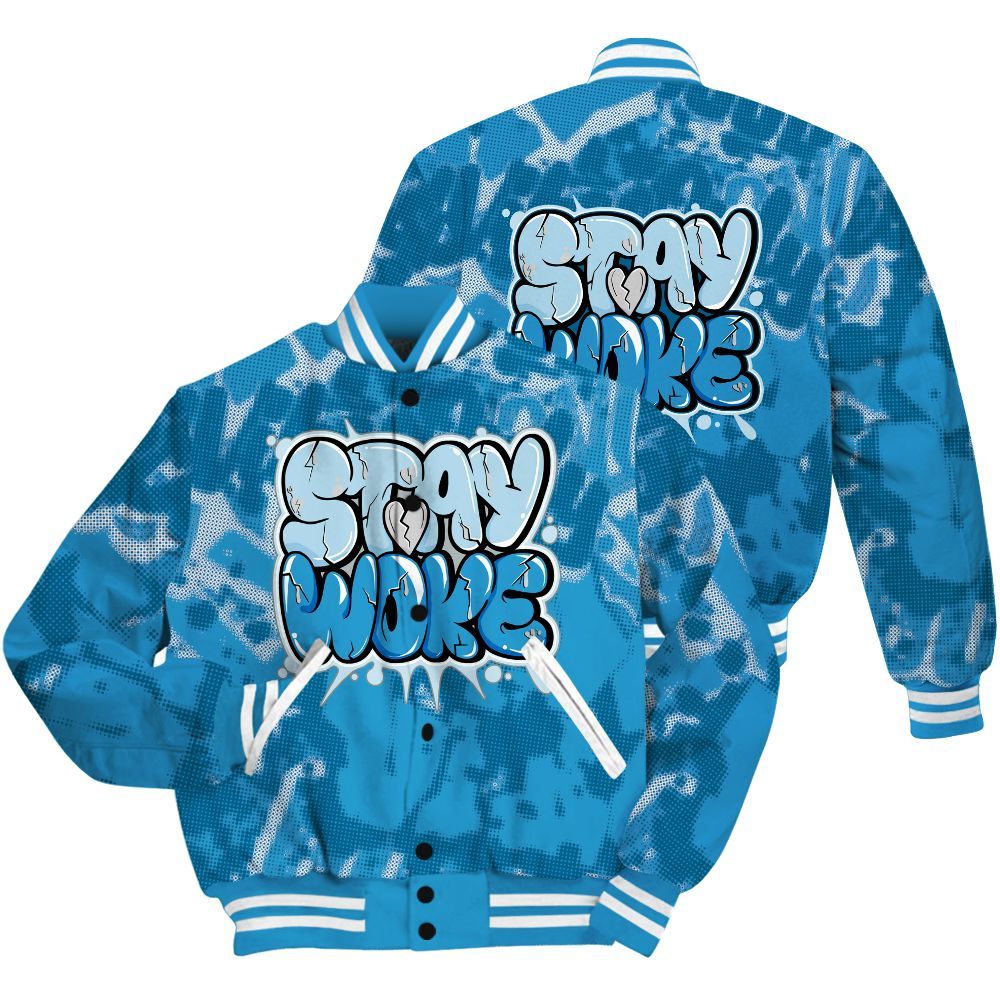Varsity Jacket To Match Powder Blue 9s Shirt - Stay And Woken Street All Over Print