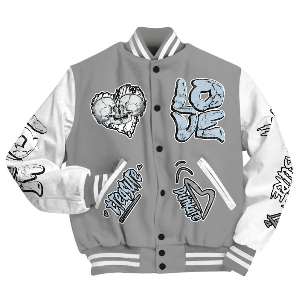 Varsity Jacket To Match Cool Grey 6s - Skull Bear All Over Print