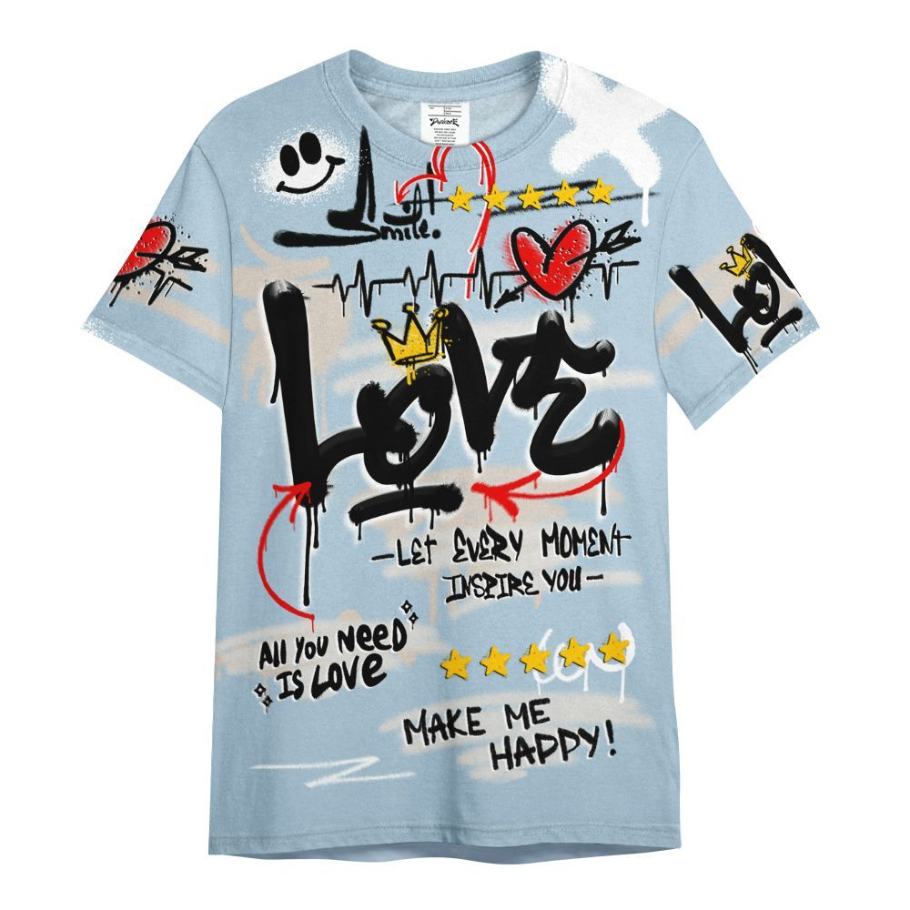 Shirt To Match High OG Alaska 1s - Happy Love Beats Graffiti Streetwear All Over Print