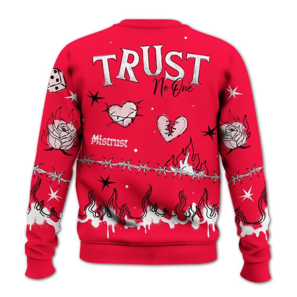 Sweatshirt To Match Retro Fire Red 3s - Trust No One Snake-Bite Doodle Crayon All Over Print