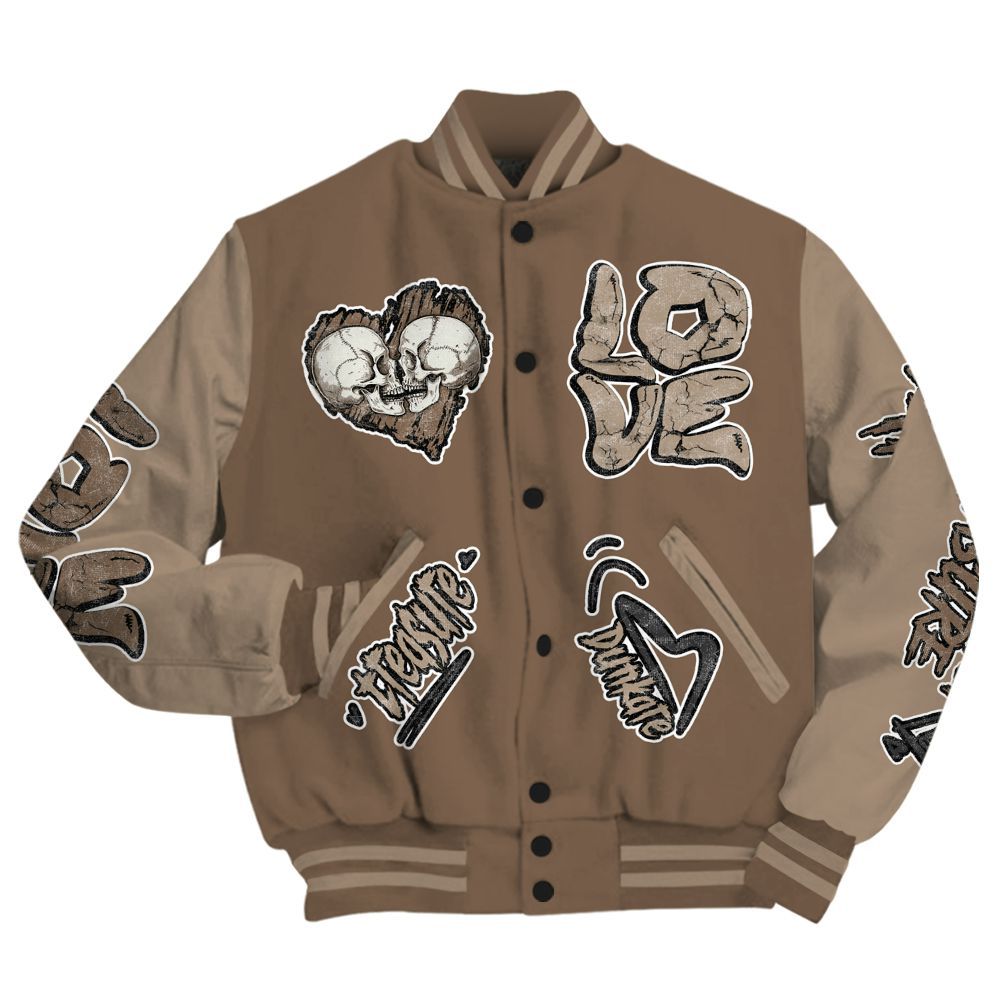 Varsity Jacket To Match Dark Mocha Jack - Skull Bear All Over Print