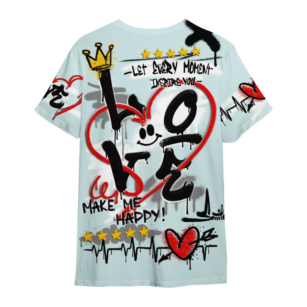Shirt To Match Low Fiberglass 11s - Happy Love Beats Graffiti Streetwear All Over Print