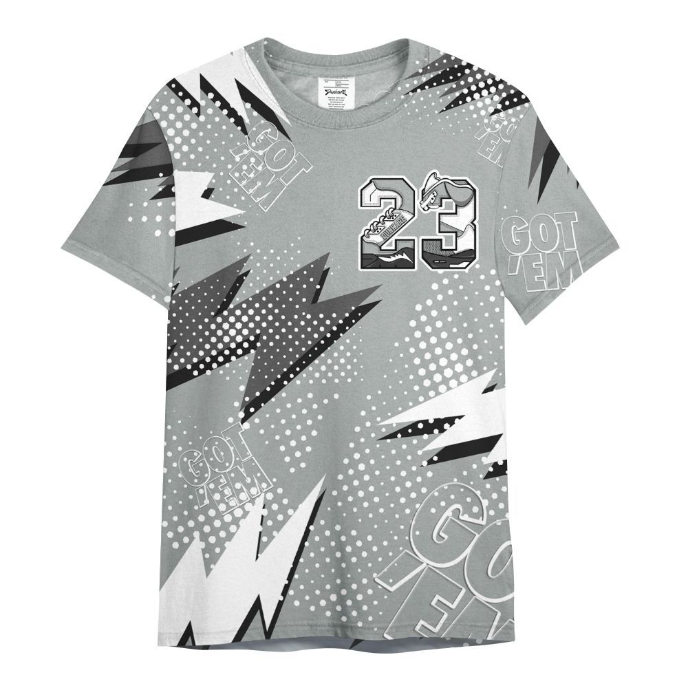 Shirt To Match Dunk Low White Light Smoke Grey - Custom Name Number 23 5s All Over Print