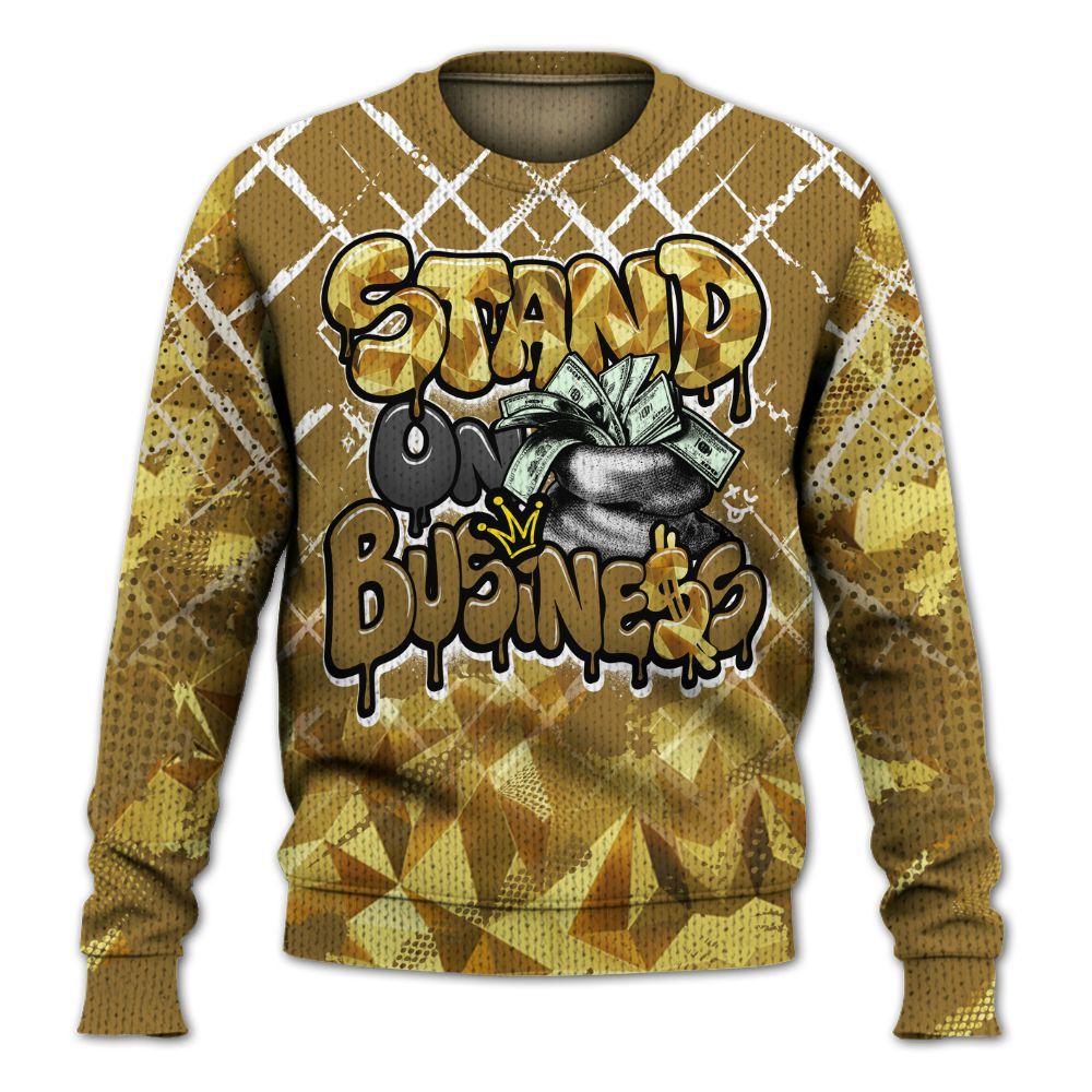 Knitted Sweater To Match NET Gold 4s - Halftone Stand Business Dripping