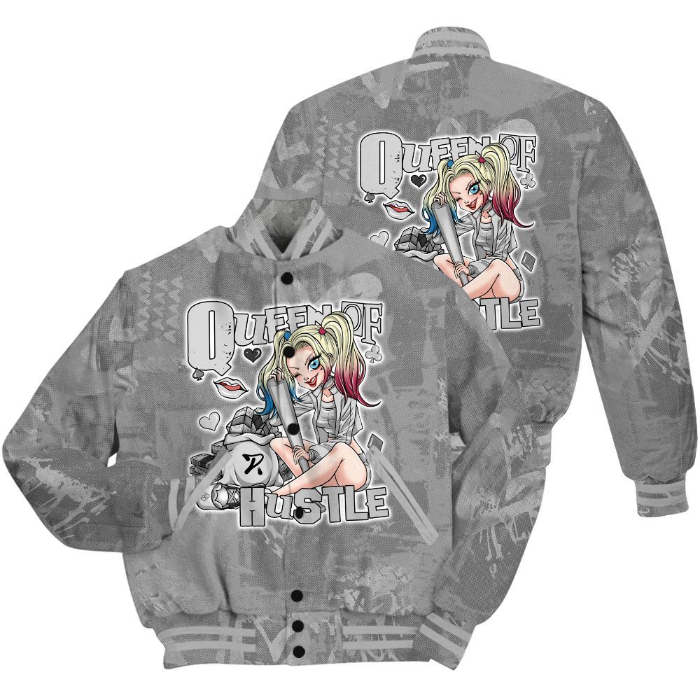 Varsity Jacket To Match Black Wolf Grey 12s Shirt - Hustles Quiinn Heart Grunge All Over Print