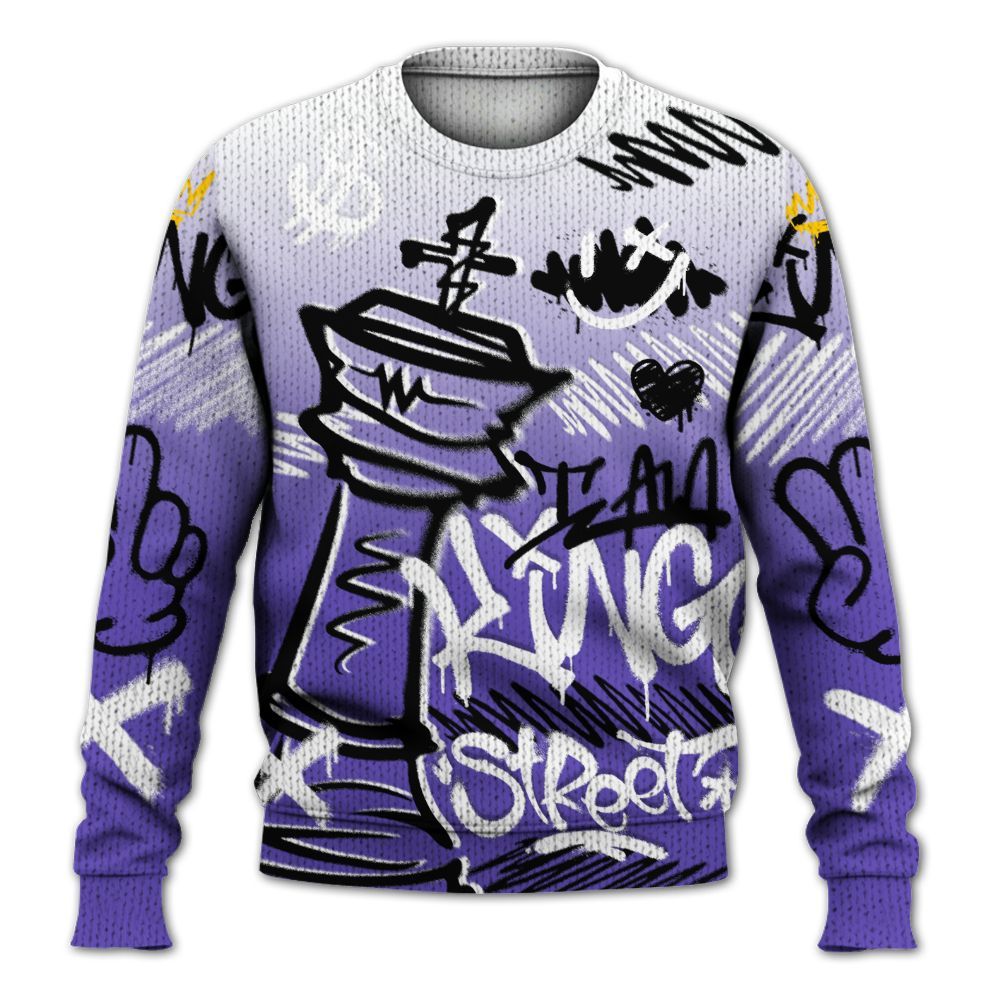 Knitted Sweater To Match Field Purple 12s - Street King Chess Streetwear