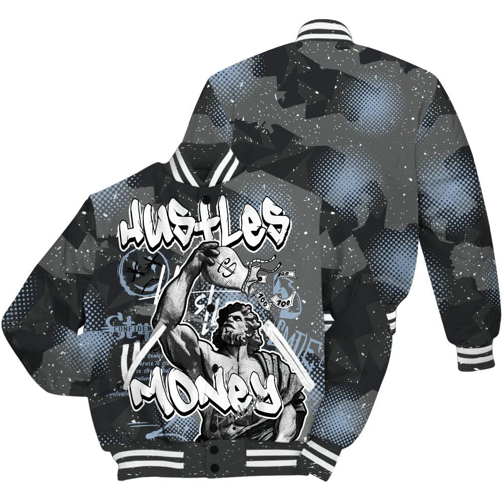 Varsity Jacket To Match Reverse Black White 6s - Huslte Money Retro All Over Print