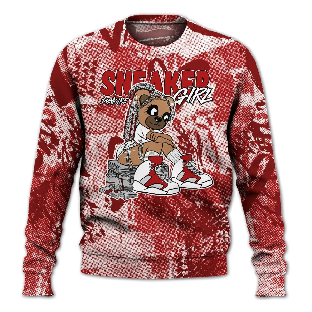 Sweatshirt To Match Red Taxi 12s - Sneaker Girl Bear Heart Grunge All Over Print