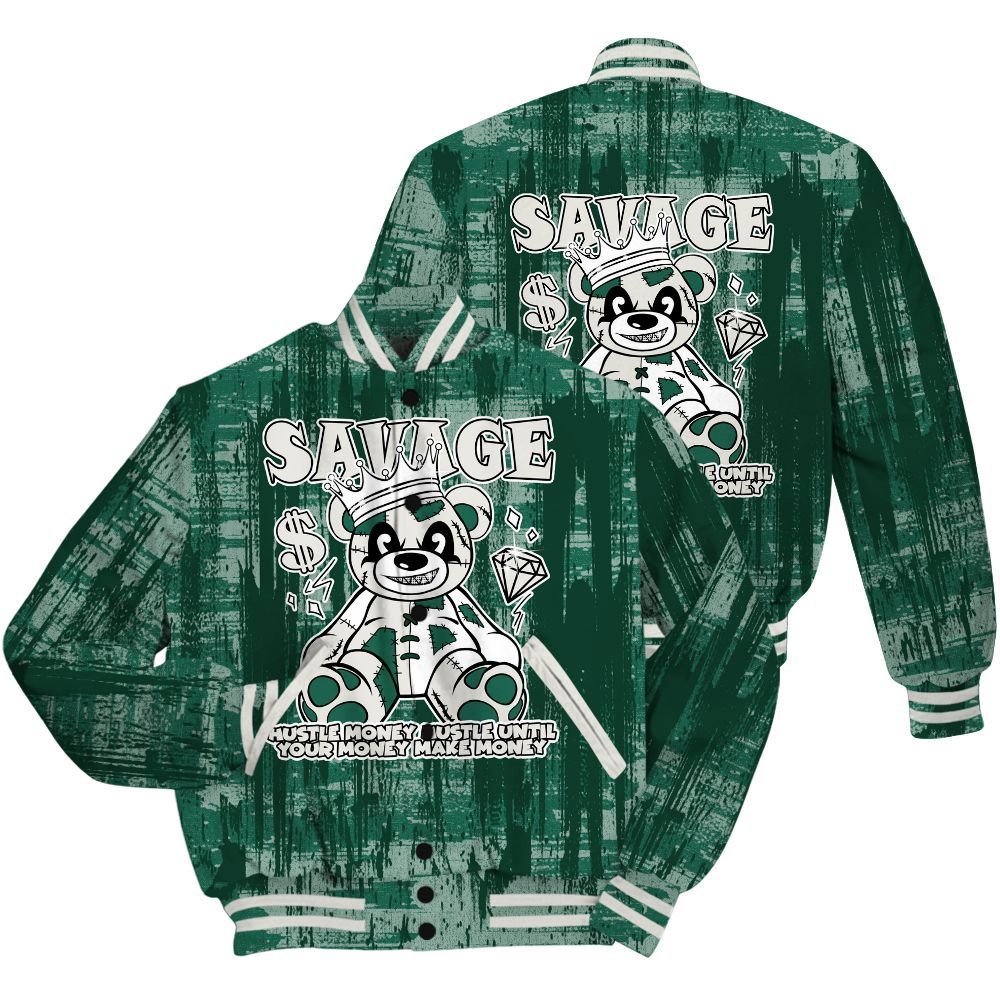 Varsity Jacket To Match Oxidized Green 4s Shirt - Savages Bear Glitch Art All Over Print