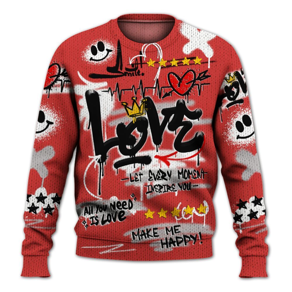 Knitted Sweater To Match Scoot Zeros ODD City - Happy Love Beats Graffiti Streetwear