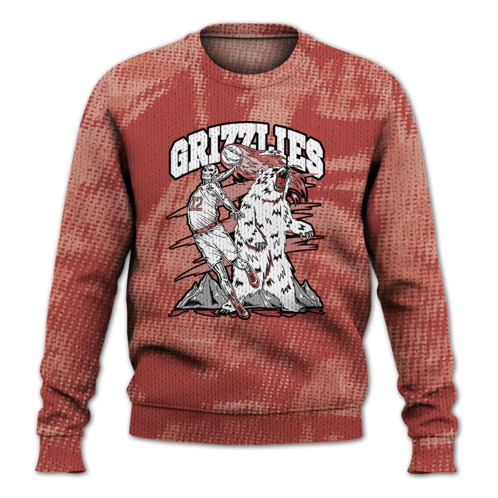 Knitted Sweater To Match Dune Red 13s - Grizzly Bear Skeleton Brown Sugar