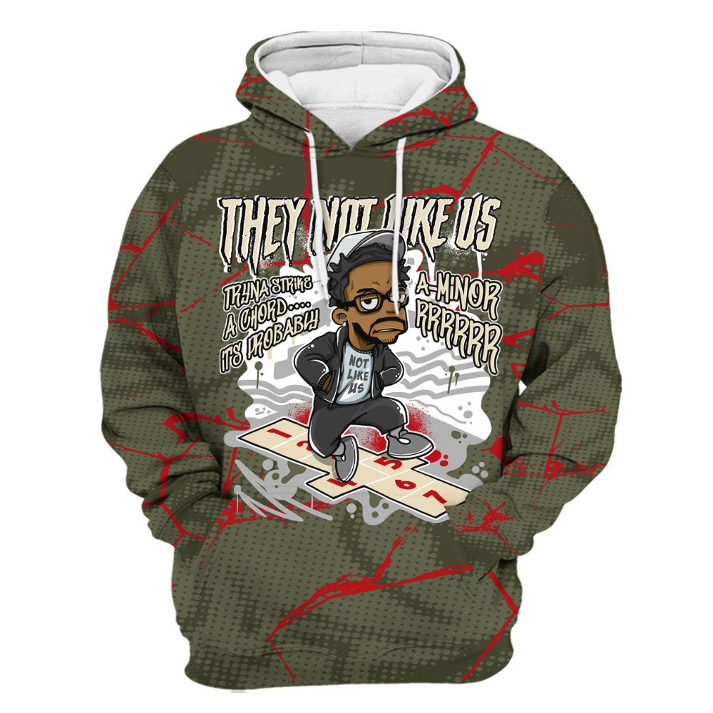 Hoodie To Match Travis Scott Low OG Medium Olive 1s - Hopscotch Dislike Us Graphic Crack All Over Print