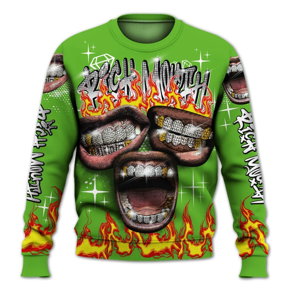Sweatshirt To Match Air Foamposite One Volt - Rich Mouth Fire Rap Retro 90s All Over Print