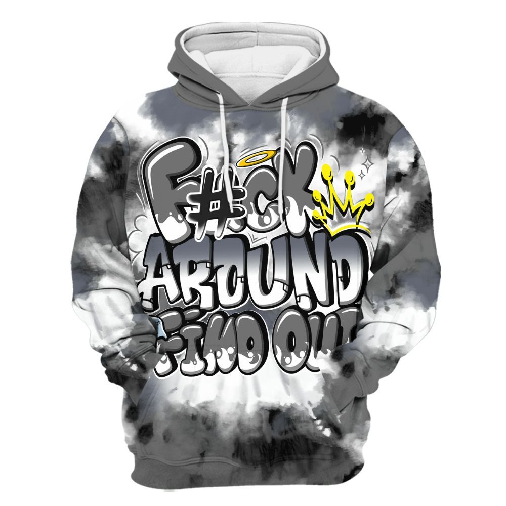 Hoodie To Match Cool Grey 6s - Tie Dye FK Around Find Out All Over Print