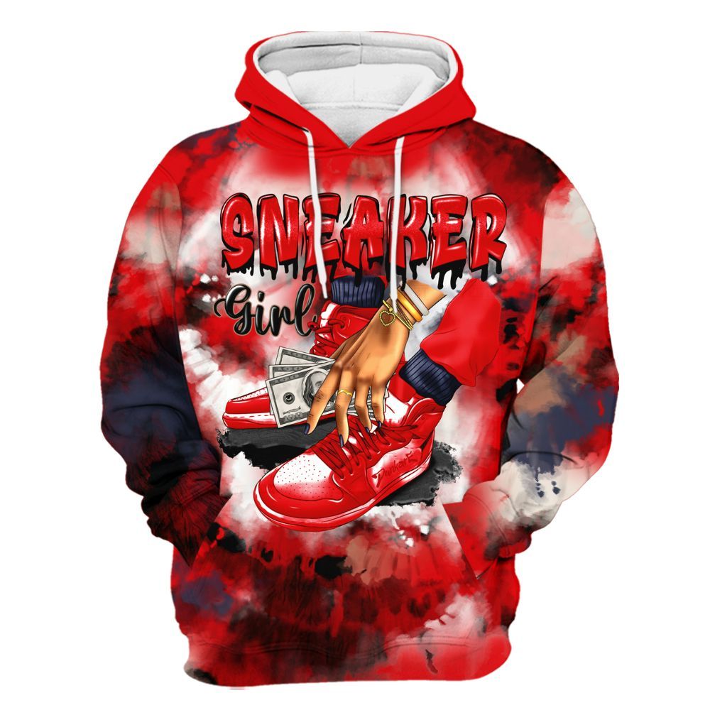 Hoodie To Match Low OG Howard University 1s - SNEAKER Girl Money Drip Tie Dye All Over Print
