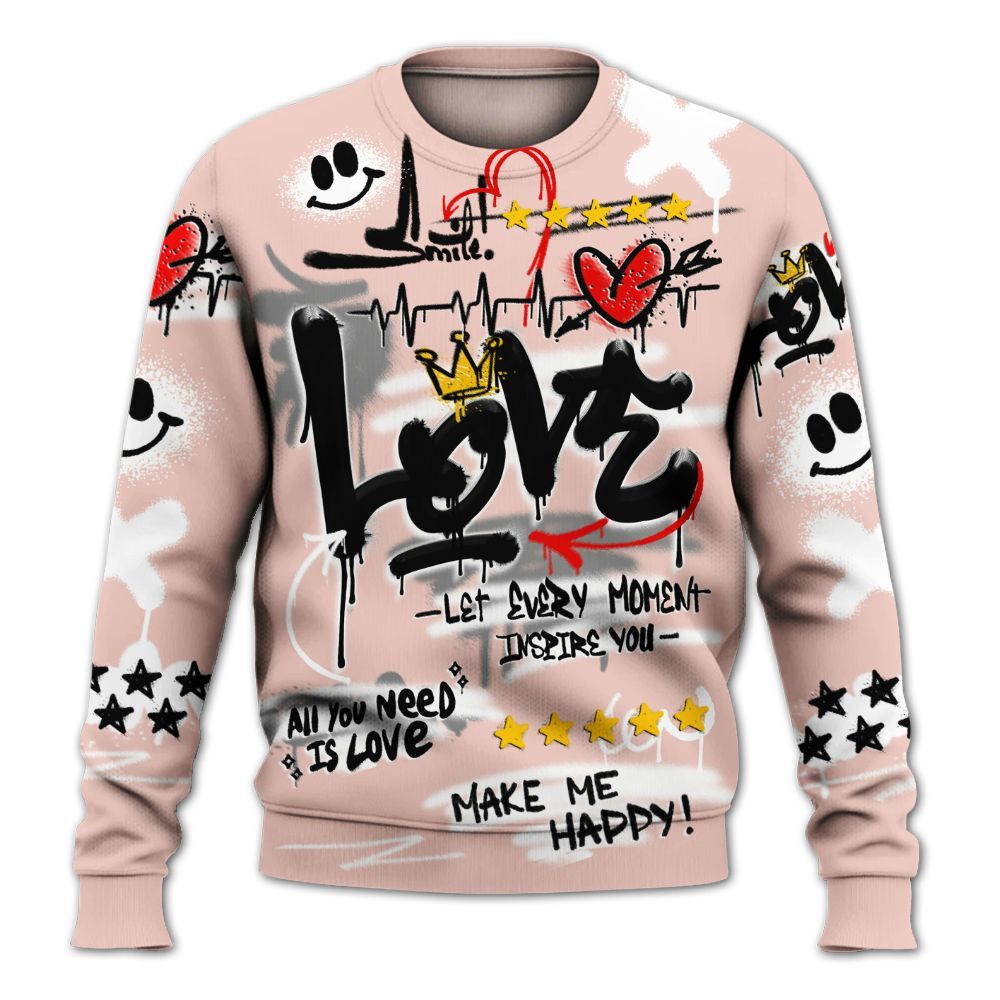 Sweatshirt To Match Low Legend Pink 11s - Happy Love Beats Graffiti Streetwear All Over Print
