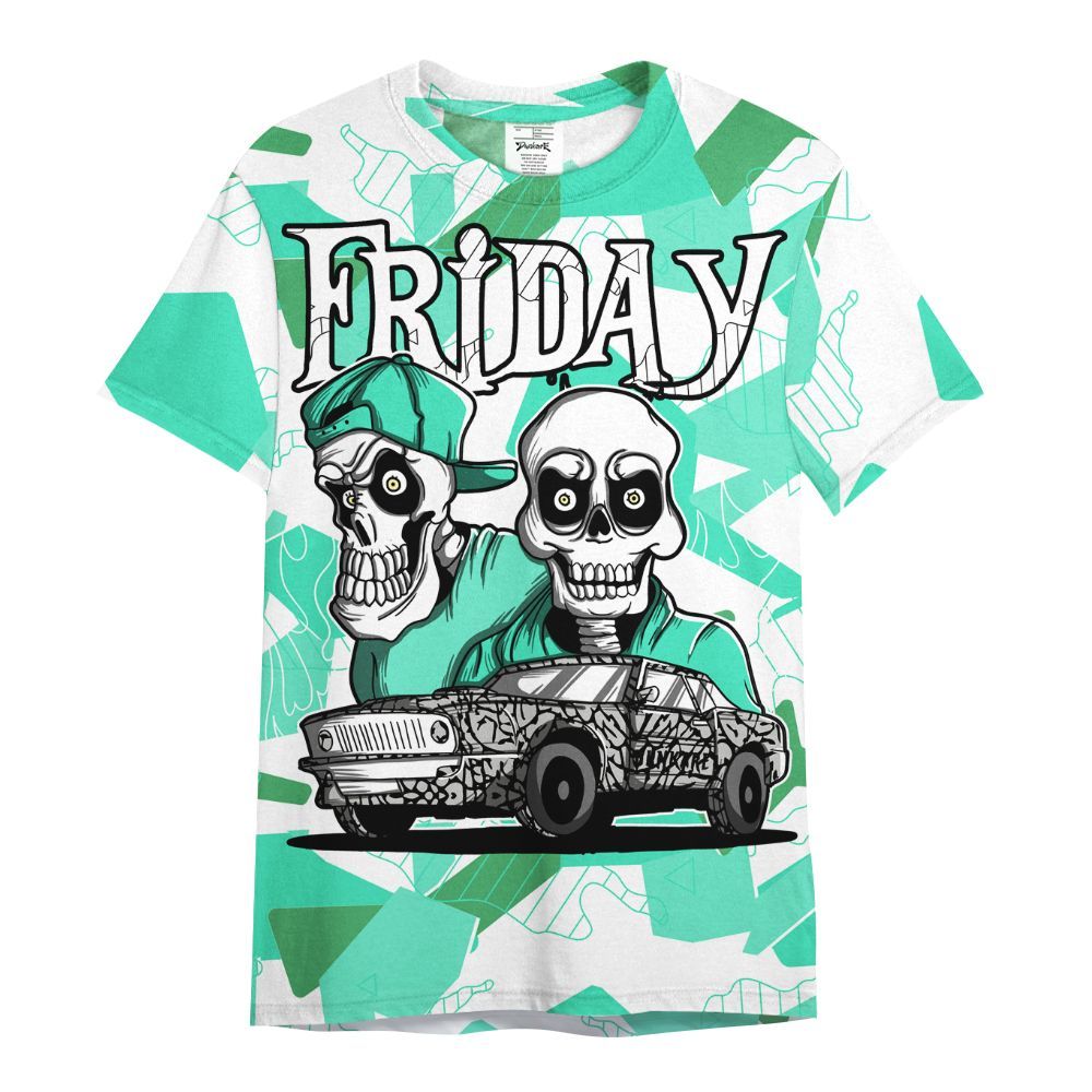 Shirt To Match Black Green Glow 3s - Friday Funny Retro Green Glow 3s Outfit All Over Print