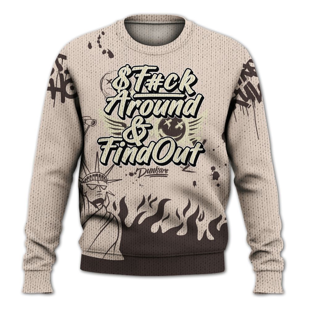 Knitted Sweater To Match A Ma Maniere X Fossil Stone 4s - Graphic Fck Around Find Out