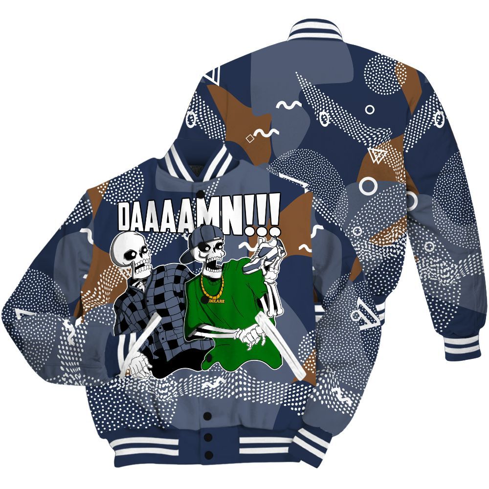 Varsity Jacket To Match Midnight Navy 13s - Graphic Meme Damnn All Over Print