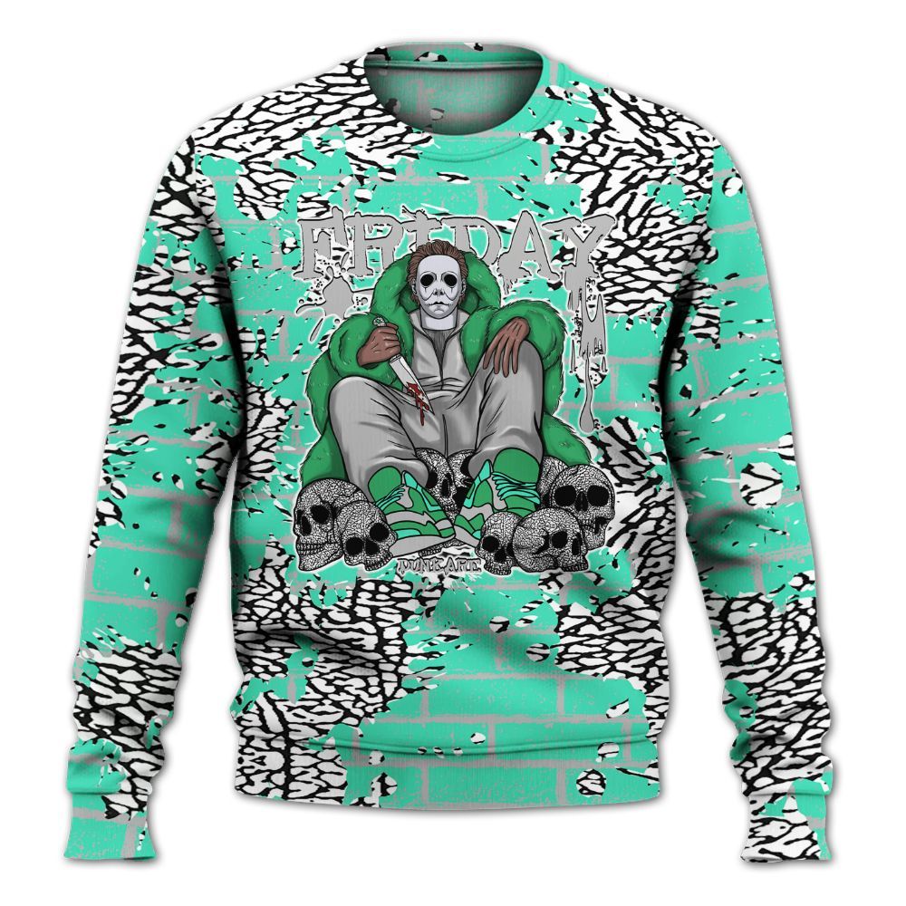 Sweatshirt To Match Black Green Glow 3s - Friday Brick All Over Print