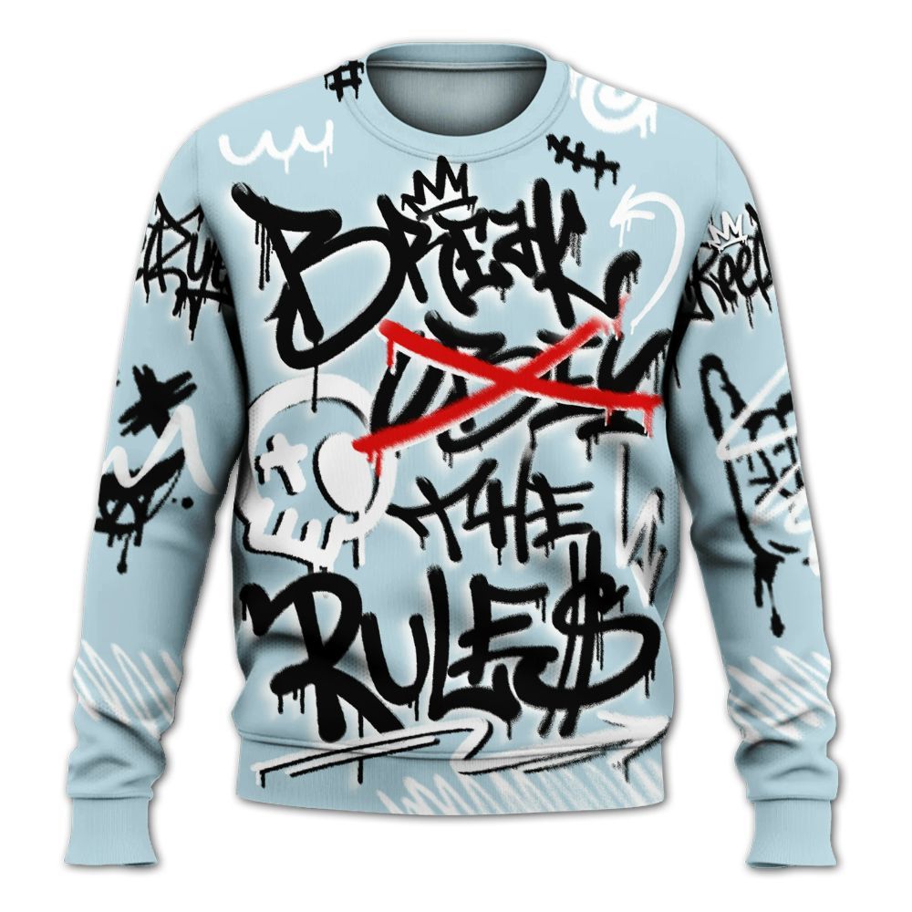 Sweatshirt To Match Mid Ice Blue 1s - Break Rules Streetwear All Over Print