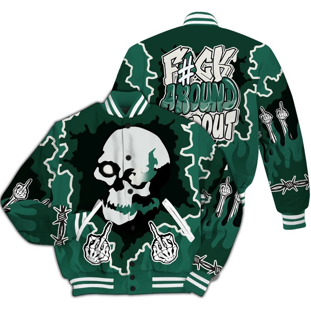 Varsity Jacket To Match Oxidized Green 4s - F Around Find Out Graphic Trapped All Over Print