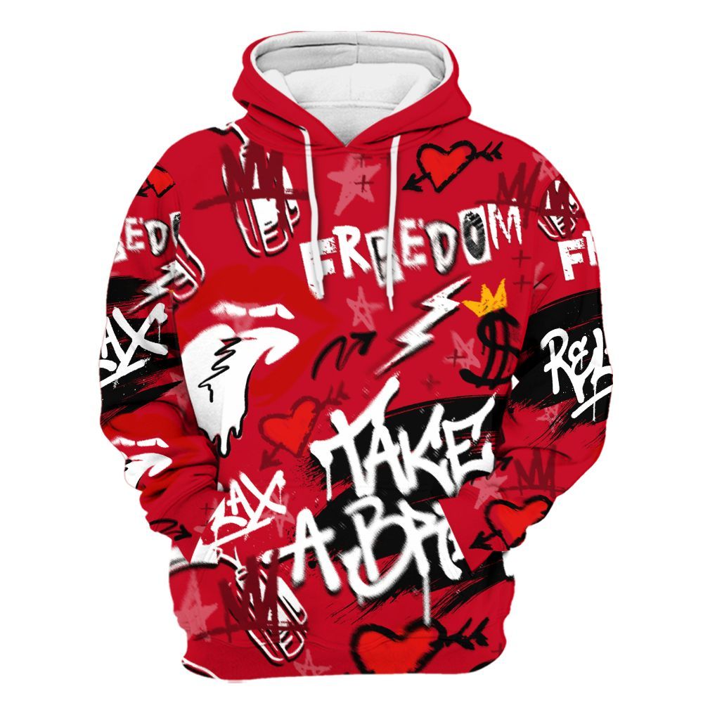 Hoodie To Match Cortez GS Valentine's Day - Take Break Freedom Graffiti Streetwear All Over Print