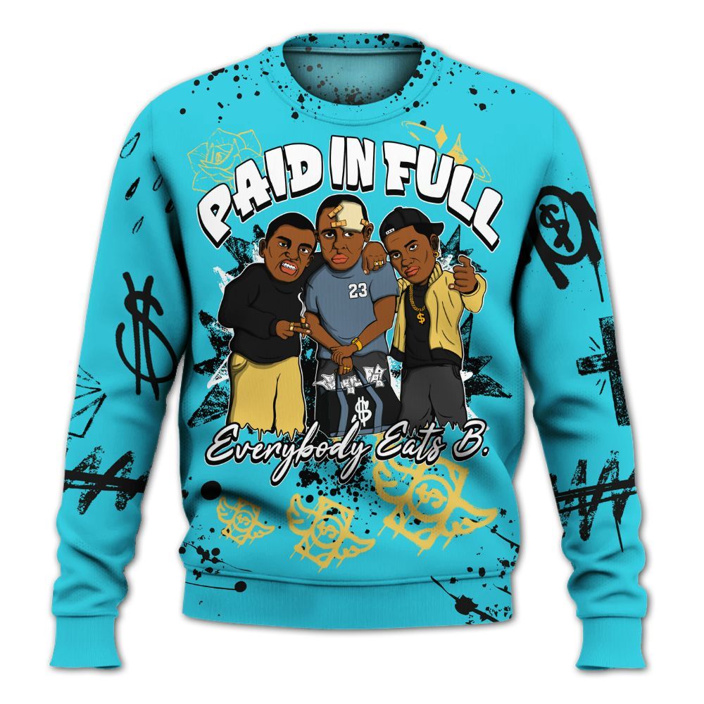 Sweatshirt To Match Retro Gamma Blue 11s - Everybody Paid In Full Crayon All Over Print