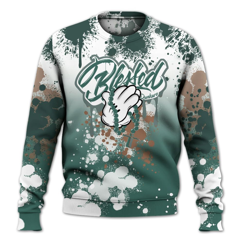 Sweatshirt To Match Low OG Oxidized Green 1s - God Blessed Ink Drip All Over Print