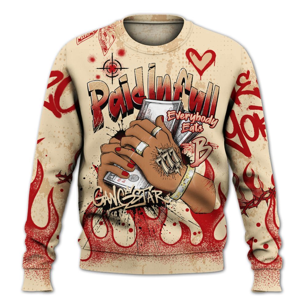 Sweatshirt To Match Dunk Low Strawberry Waffle - Lucky Money Paid In Full Graffiti All Over Print