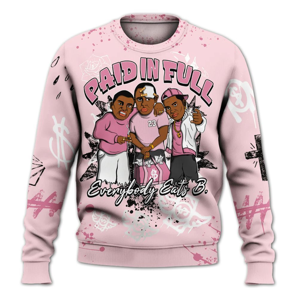 Sweatshirt To Match GS Pearl Pink 12s Shirt, Everybody Paid In Full Crayon All Over Print
