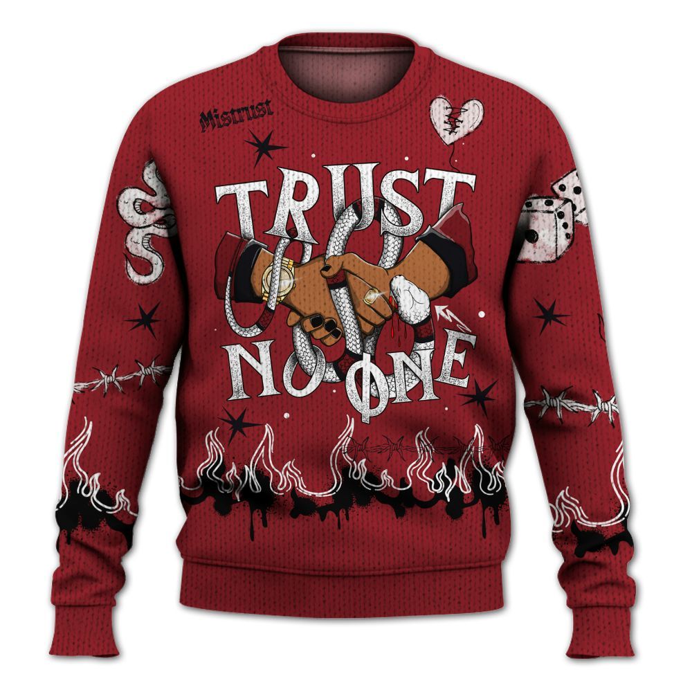 Knitted Sweater To Match High Black Toe Reimagined 1s - Trust No One Snake-Bite Doodle Crayon