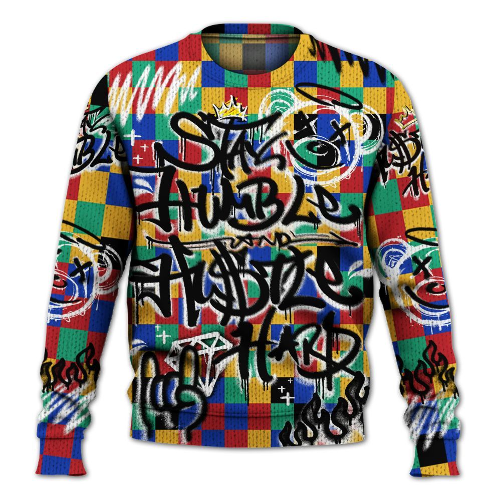 Knitted Sweater To Match Air Rainbow Weave - Humble Drip Streetwear Graffity
