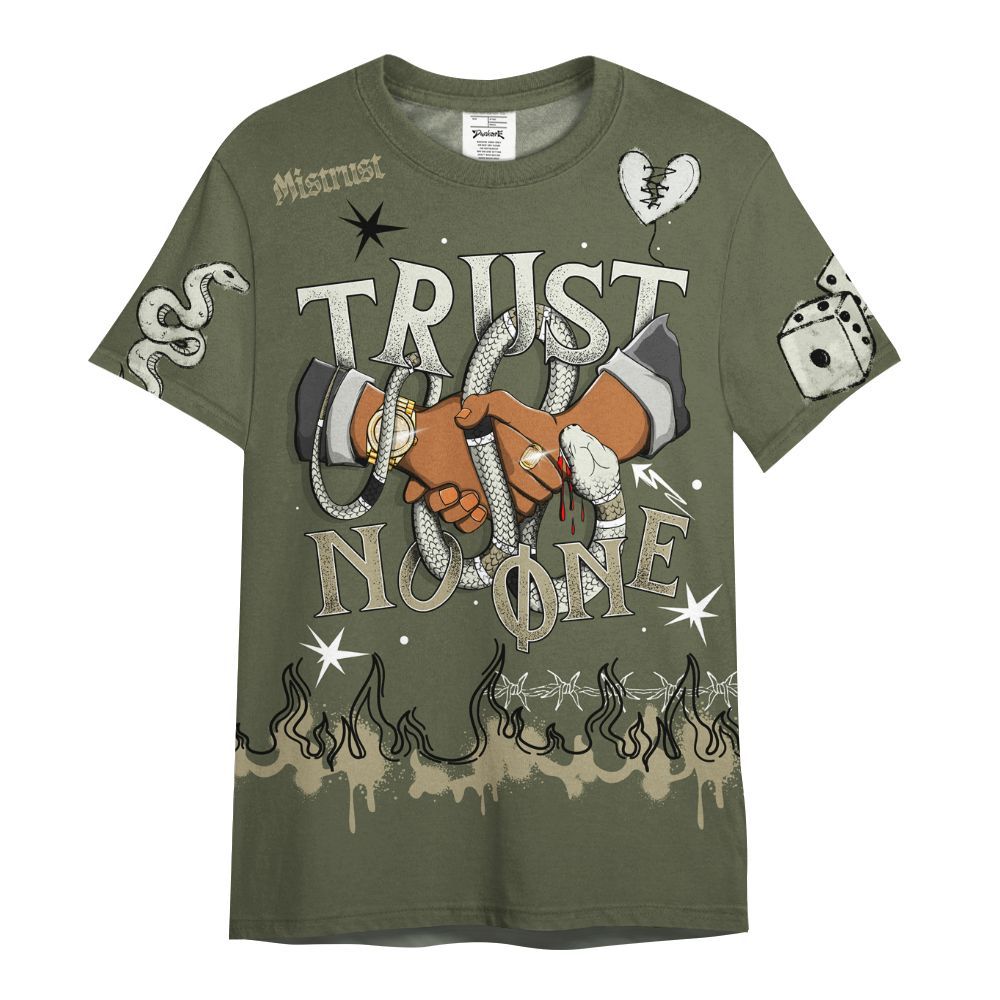 Shirt To Match Low OG Medium Olive 1s - Trust No One Snake-Bite Doodle Crayon All Over Print