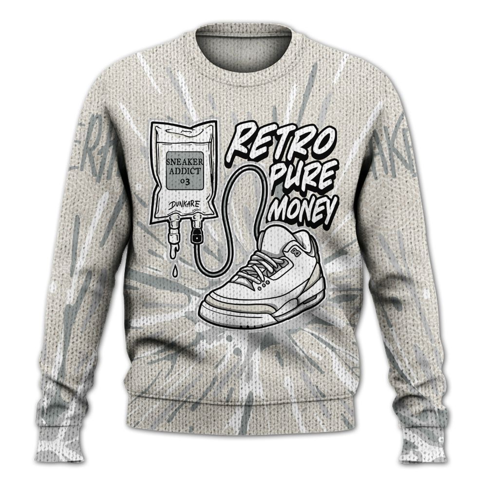 Sweater To Match Retro Pure Money 3s - Sneaker Sickness Splash Graphic