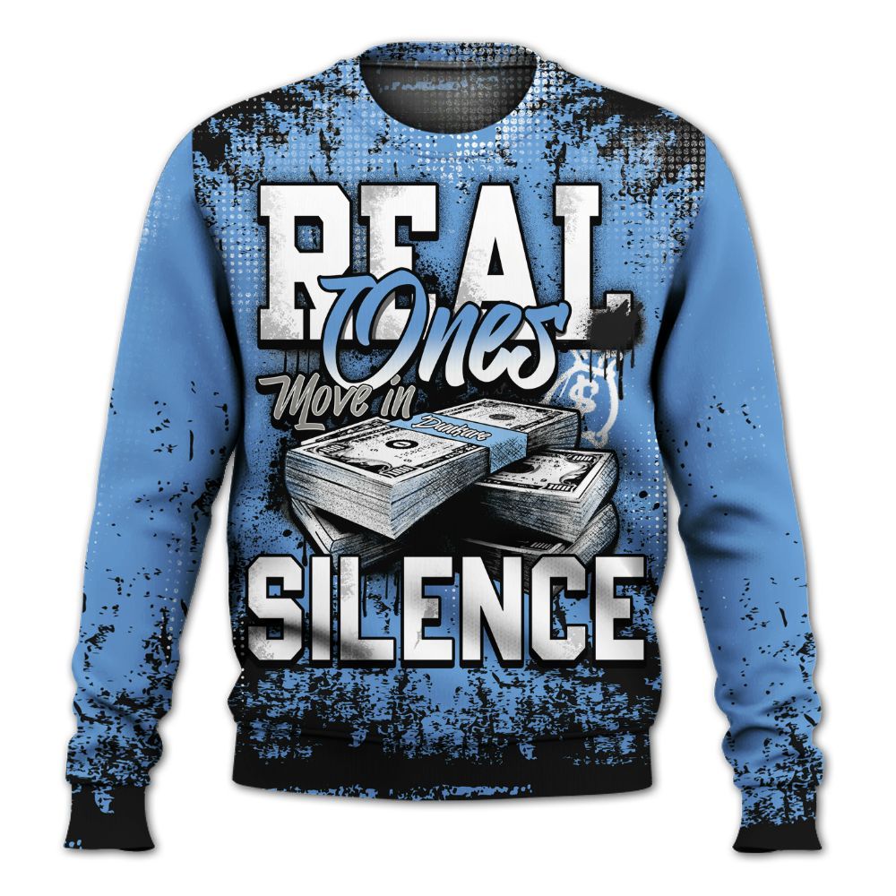 Sweatshirt To Match Black University Blue 5s - Move In Silence Money Street Retro All Over Print