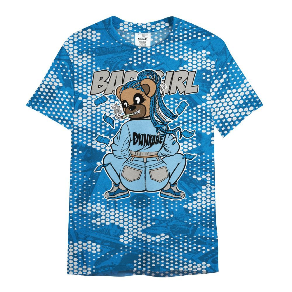 Shirt To Match Industrial Blue 4s - Rebellious Girl Bear Banknotes Art All Over Print