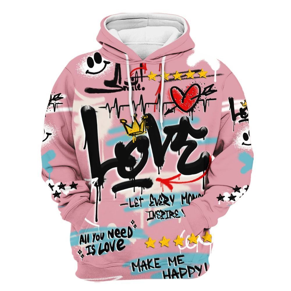 Hoodie To Match Doernbecher 6s - Happy Love Beats Graffiti Streetwear All Over Print