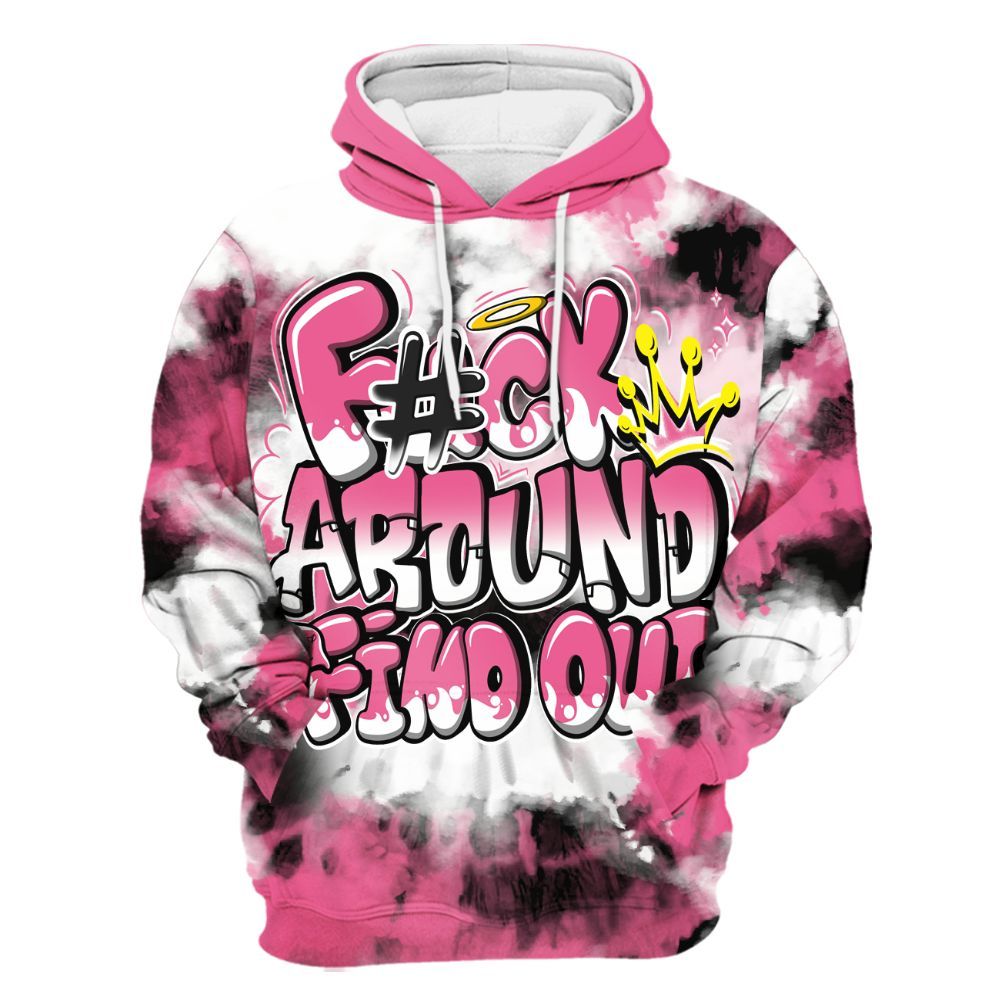Hoodie To Match Air Max SNDR Hyper Pink - Tie Dye FK Around Find Out All Over Print