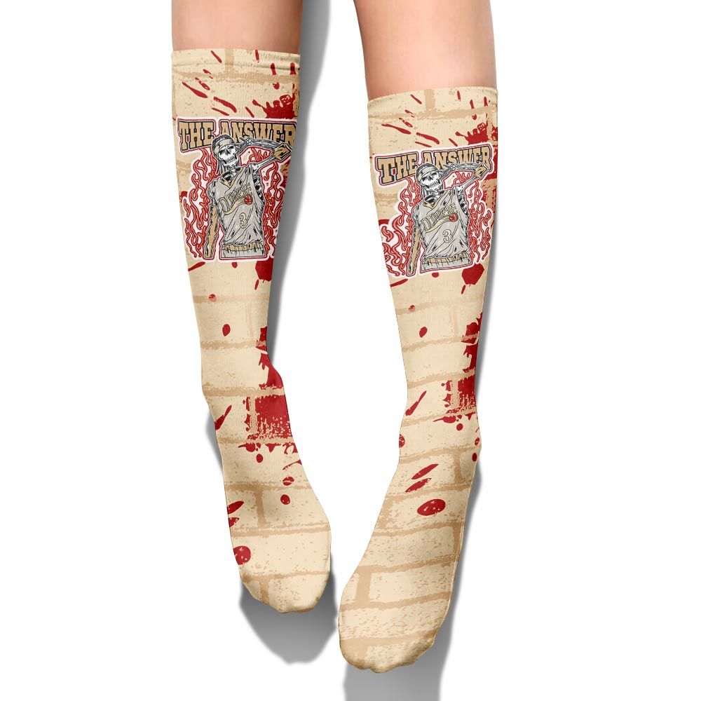 Sock To Match Dunk Low Strawberry Waffle - Allen Answer Skeleton Brick