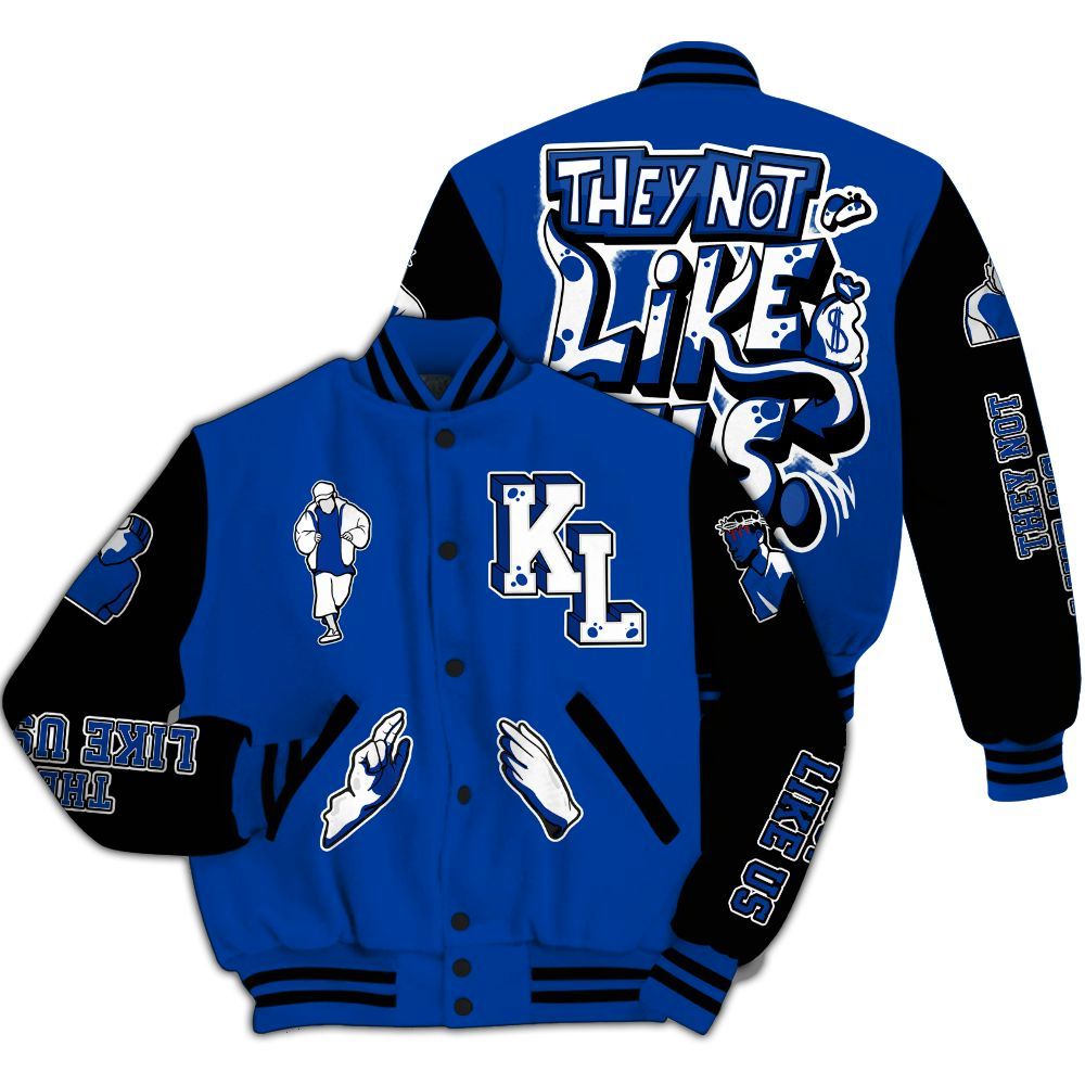 Varsity Jacket To Match Hyper Royal 12s - Dislike Us Graphic All Over Print