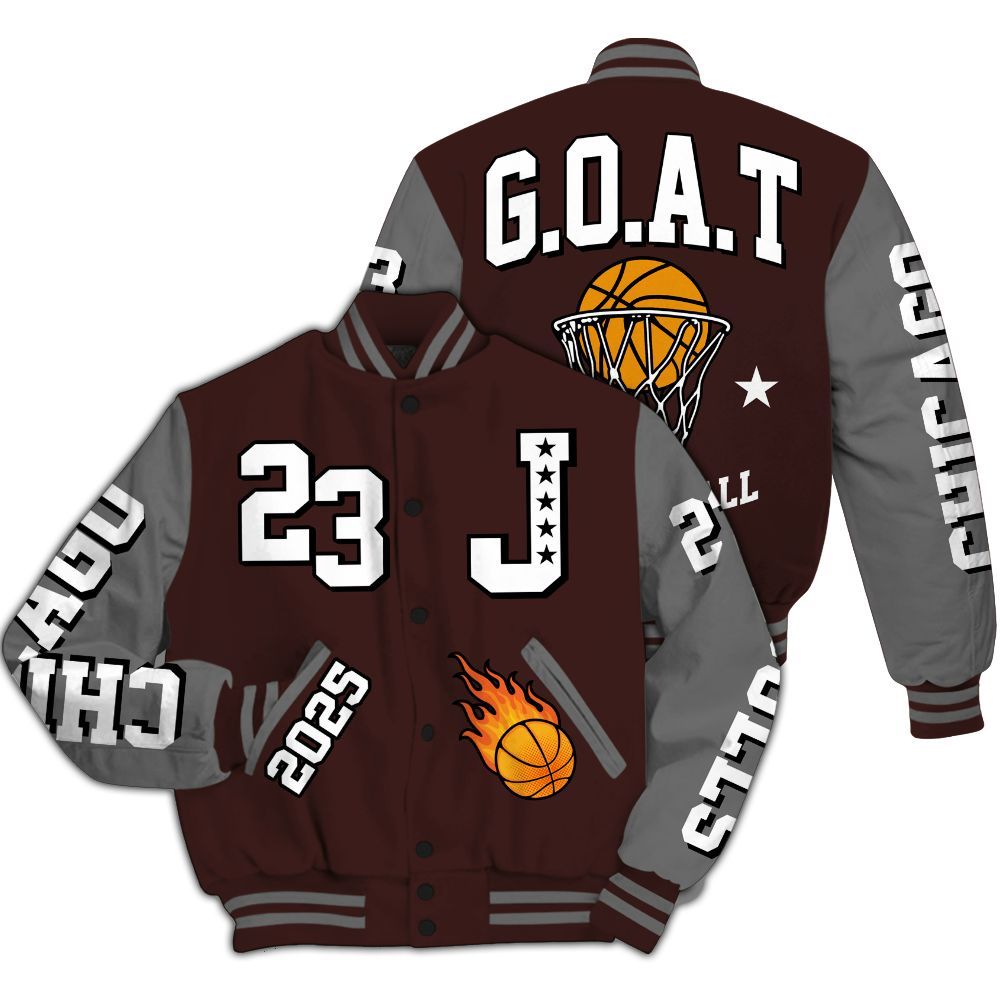 Varsity Jacket To Match Burgundy 5s - Chicago 23 Basketball All Over Print