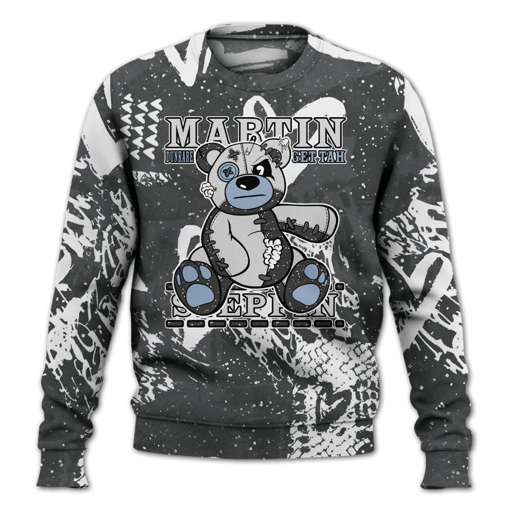 Sweatshirt To Match Reverse Black White 6s - Tah Steppin Bear Heart Grunge All Over Print