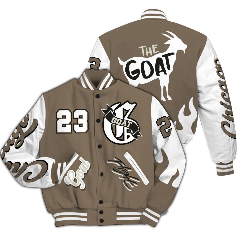 Varsity Jacket To Match Low OG Dark Mocha 1s - The G.O.A.T Flight Streetwear All Over Print