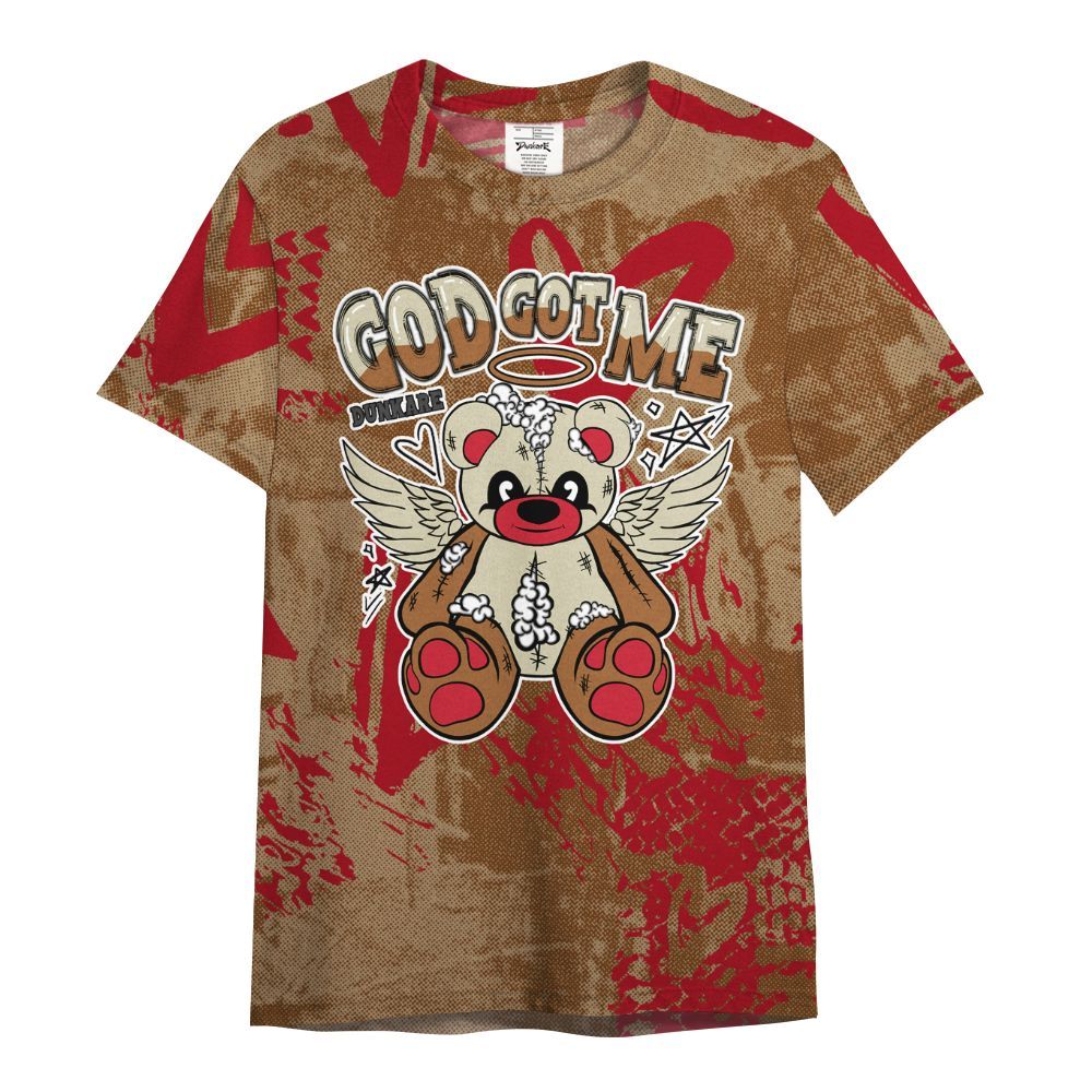 Shirt To Match Archaeo Brown 5s - Gods Guides Me Bear Heart Grunge All Over Print