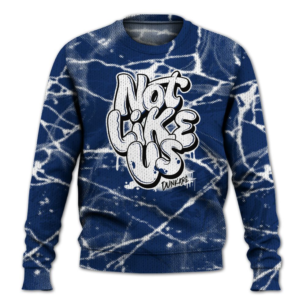Knitted Sweater To Match High OG Deep Royal Blue 1s - None Like Us Graphic