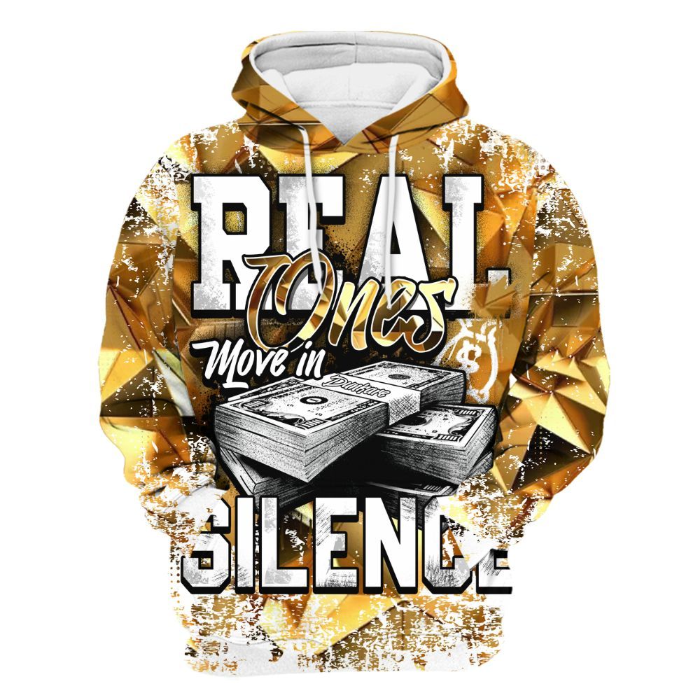 Hoodie To Match NET Gold 4s - Move In Silence Money Street Retro All Over Print