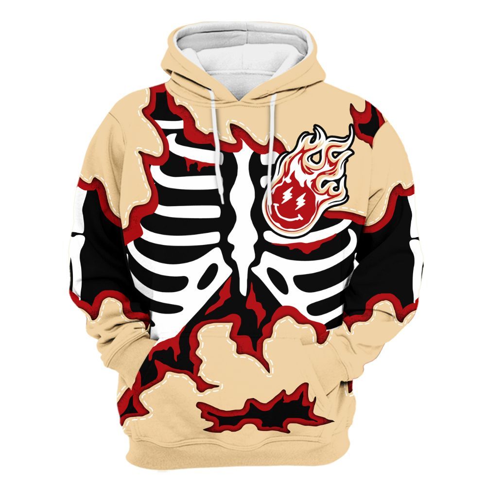 Hoodie To Match Dunk Low Strawberry Waffle - Skeleton Smiley Face All Over Print