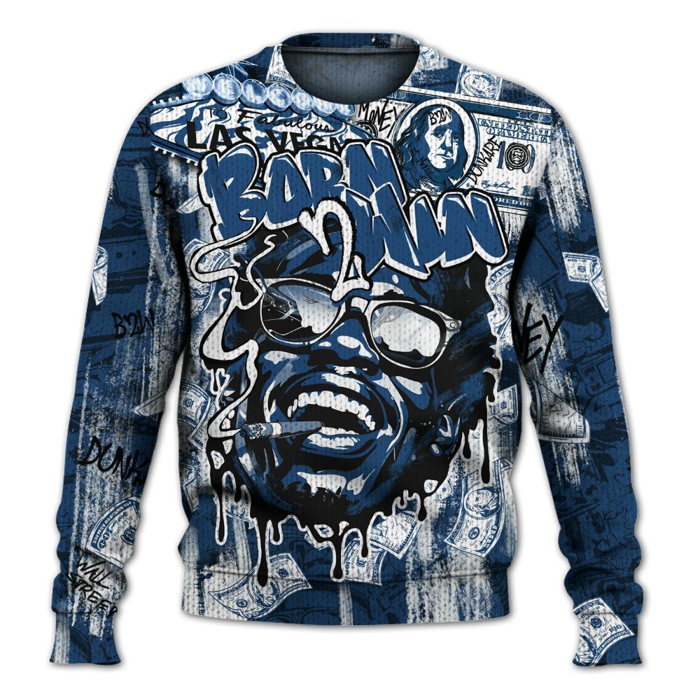 Knitted Sweater To Match High OG Midnight Navy 1s - Born To Win Money