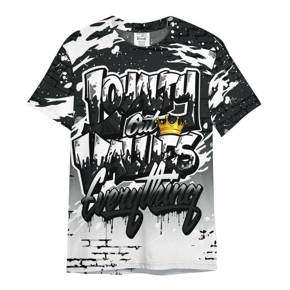 Shirt To Match Low 85 Metallic Black 1s - Values Of Loyalty Drip All Over Print